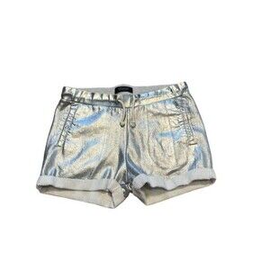 Scotch & Soda Women's Size 1 Small Shorts Shiny Silver Metallic Pull On Vacation